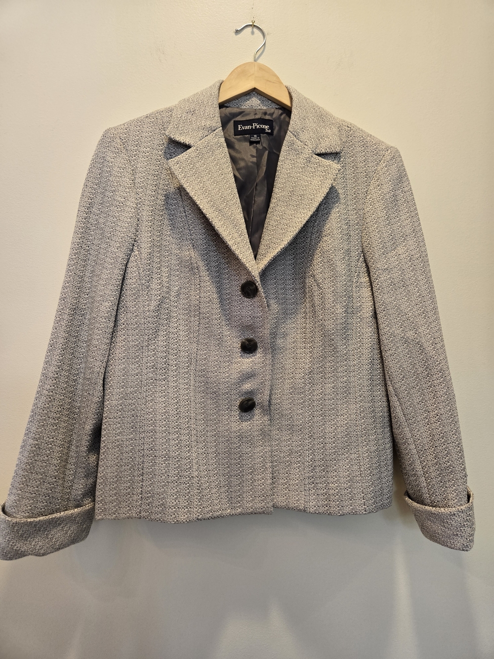 Evan Picone Women's Textured Gray Blazer Jacket